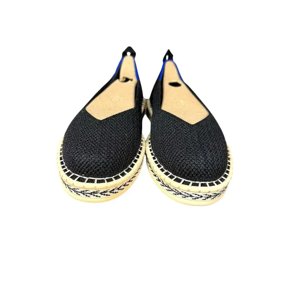 Rothy's The Espadrille Flats Womens 7.5 Black Knit Slip On Loafer Comfort